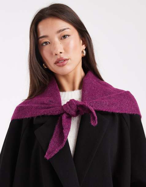 ASOS DESIGN knitted triangle scarf in plum - view 1