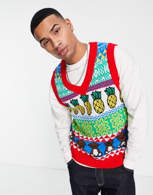 ASOS DESIGN knitted tropical christmas tank
