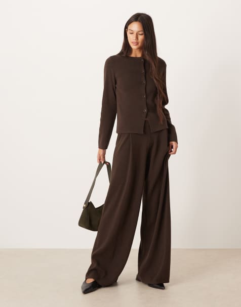 ASOS DESIGN knitted trouser co-ord in brown - view 1