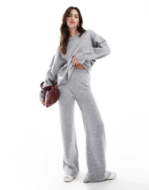 ASOS DESIGN knitted trouser co-ord in grey - view 1