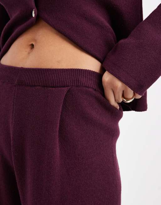 ASOS DESIGN knitted trouser co-ord in plum, 3 of 5