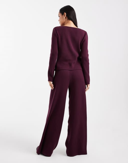 ASOS DESIGN knitted trouser co-ord in plum, 4 of 5