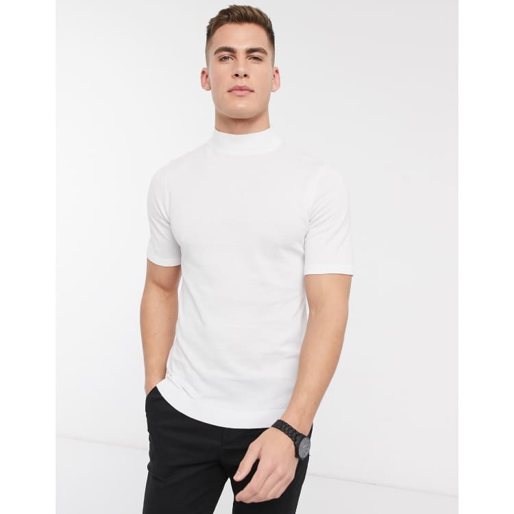 ASOS DESIGN knitted turtle neck t shirt in white