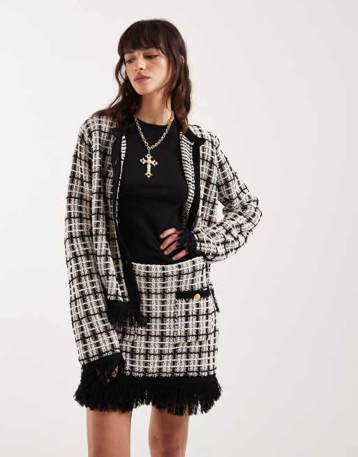 ASOS DESIGN knitted tweed skort co-ord in mono, 4 of 5