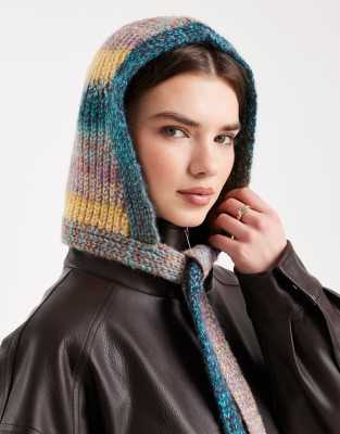 Asos Design Knitted Twisted Hat With Wool In Blue