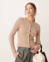 Miss Selfridge knit frill tank in chocolate