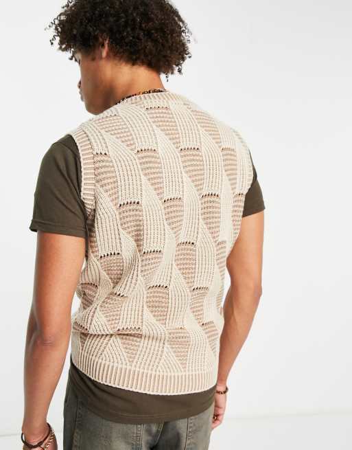 ASOS DESIGN knitted vest in beige texture | ASOS