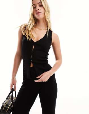 ASOS DESIGN ASOS DESIGN knitted waistcoat in black co-ord