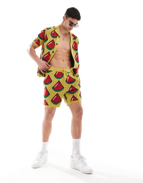 ASOS DESIGN knitted watermelon design shorts set - view 1