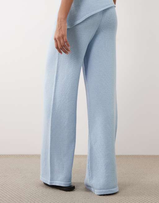ASOS DESIGN knitted wide leg pants in blue (part of a set), 2 of 5