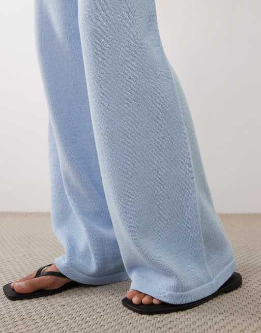 ASOS DESIGN knitted wide leg pants in blue (part of a set), 4 of 5