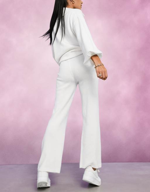 ASOS DESIGN knitted wide leg pants in cream, 2 of 4