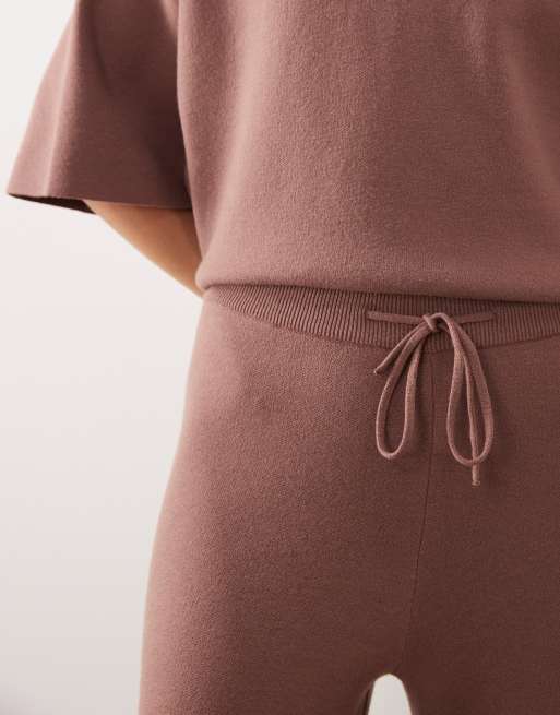 ASOS DESIGN knitted wide leg pants in mocha (part of a set), 2 of 5