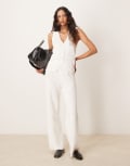 [ASOS DESIGN] ASOS DESIGN knitted wide leg pants in white (part of a set) L White