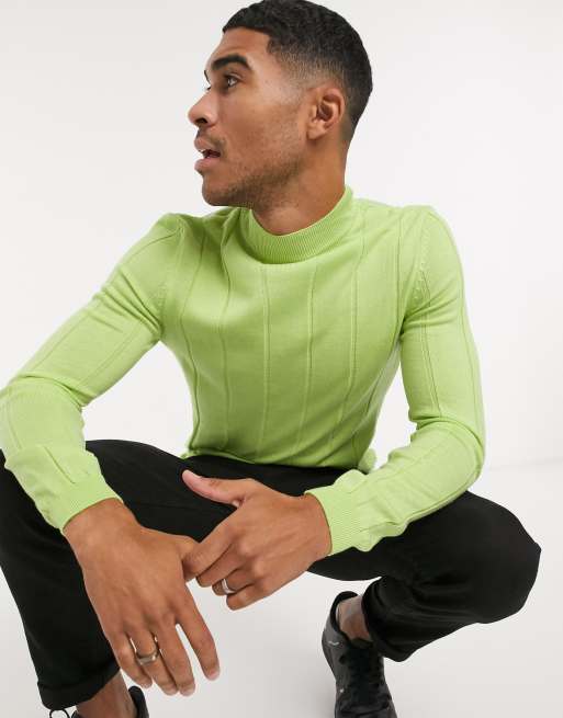 Lime green ribbed turtleneck sale