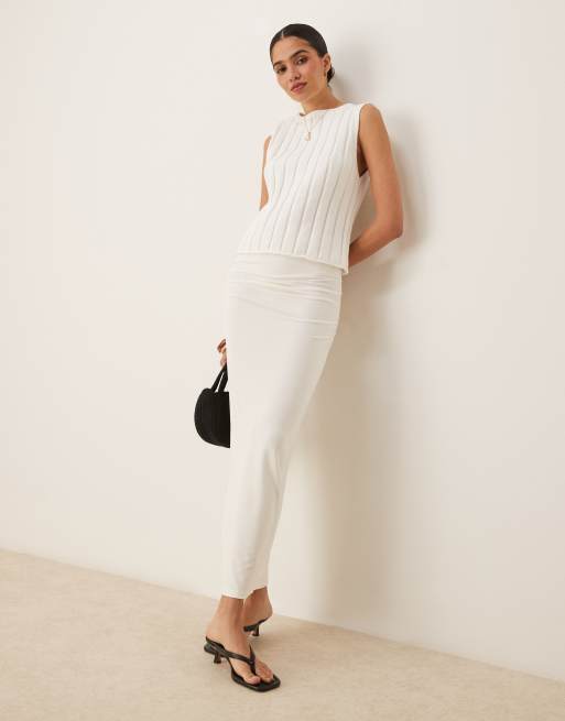 ASOS DESIGN knitted wide rib vest top in white, 4 of 4