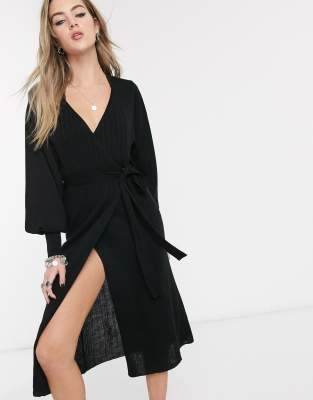 black wrap dress asos