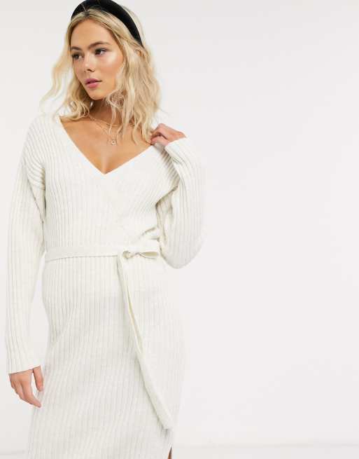 White knit hotsell wrap dress