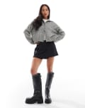 [ASOS DESIGN] ASOS DESIGN knitted zip through fly collar cardigan in twist yarn-Multi XS Mono