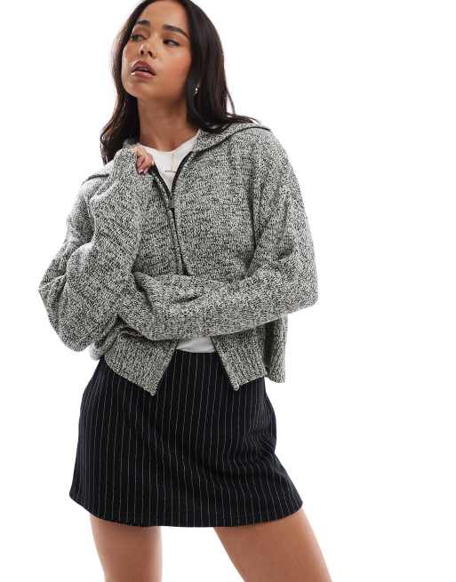 ASOS DESIGN knitted zip through fly collar cardigan in twist yarn, 4 of 4