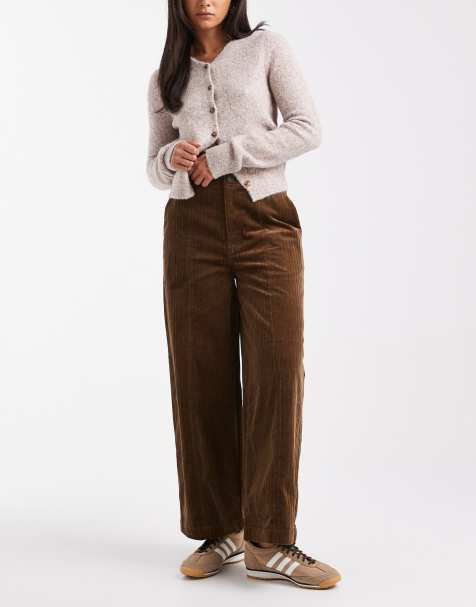 ASOS DESIGN – Knöchellange Cordhose in Keksbraun mit weitem Bein - view 1
