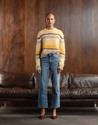 ASOS DESIGN - Knöchellange, gerade geschnittene Jeans in Mittelblau mit Comfort-Stretch