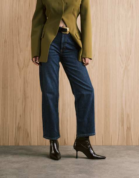 ASOS DESIGN – Knöchellange Jeans in dunkler Waschung mit geradem Schnitt und Comfort-Stretch - view 1