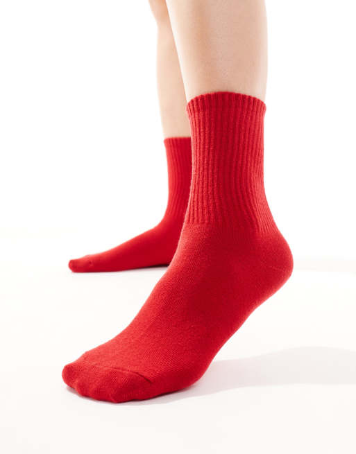 ASOS DESIGN – Knöchelsocken in leuchtendem Rot 
