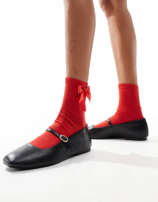 ASOS DESIGN – Knöchelsocken in Rot mit Schleifendetail , 3 von 4
