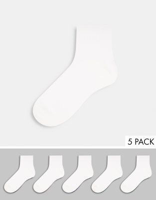 ASOS Design - Knöchelsocken in Weiß im 5er-Pack