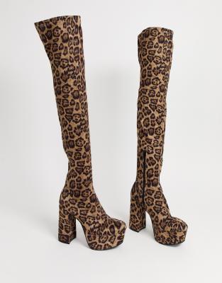 leopard thigh boots