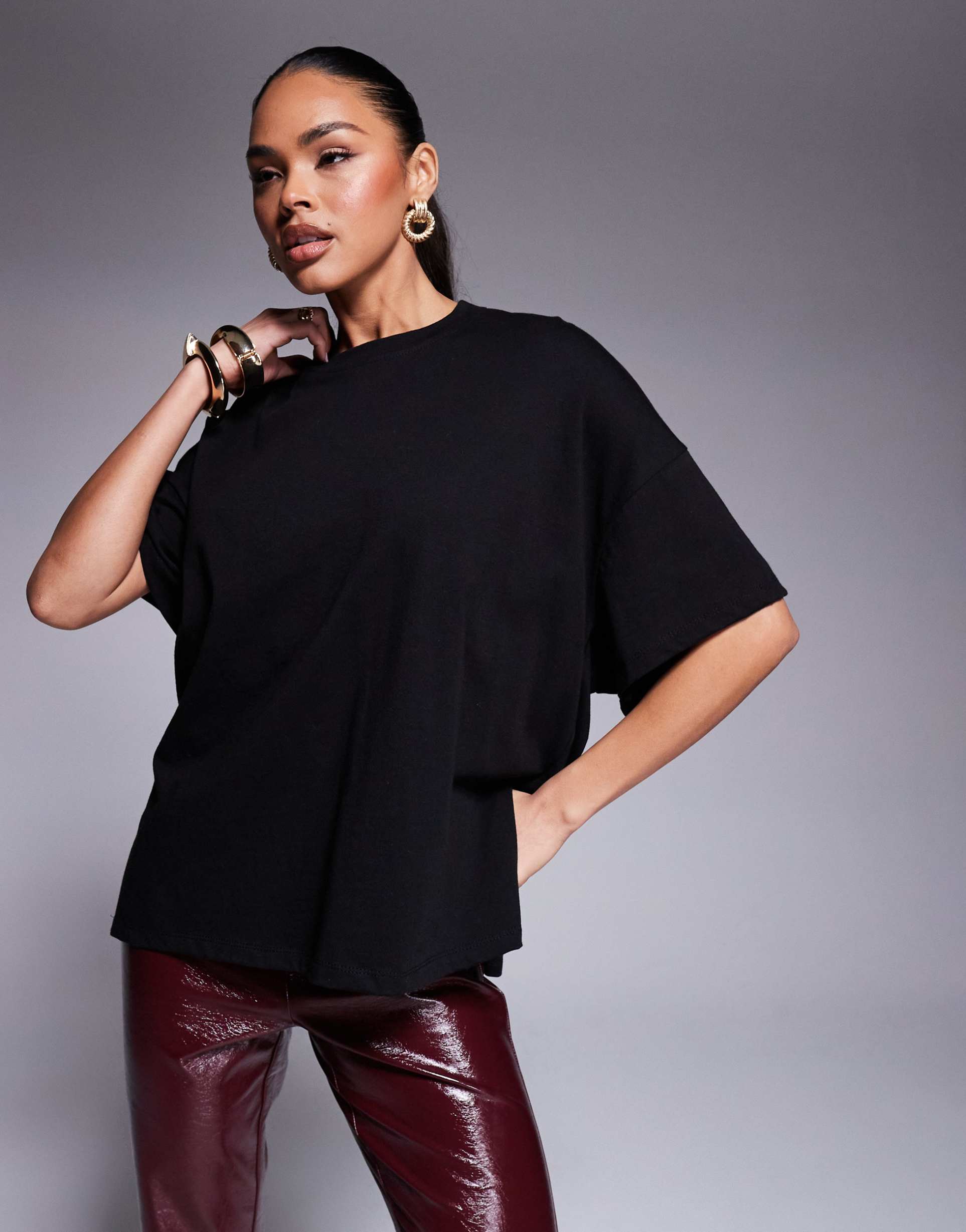 asos design knot back detail t-shirt in black