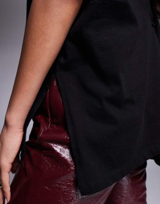 ASOS DESIGN knot back detail t-shirt in black, 3 of 4