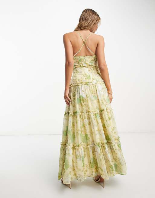 Floral print knotted clearance cutout back maxi dress