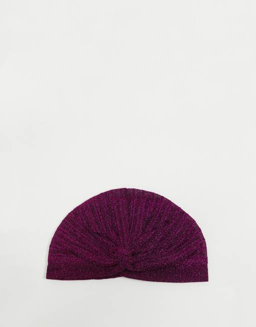 ASOS DESIGN knot front hat in glitter stripe, 2 of 4