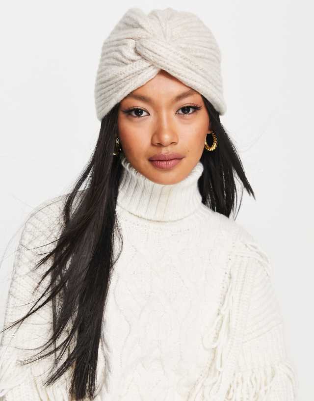 ASOS DESIGN knot front hat in stone