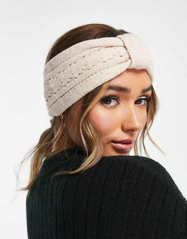 ASOS DESIGN knot front headband in oatmeal