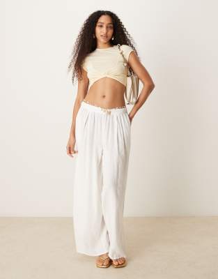 Asos Design Knot Front Mesh Short Sleeve Crop Top