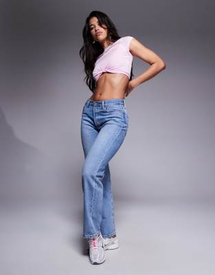 Asos Design Knot Front Mesh Short Sleeve Crop Top