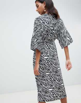 animal print kimono dress