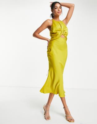 asos satin tie midi dress