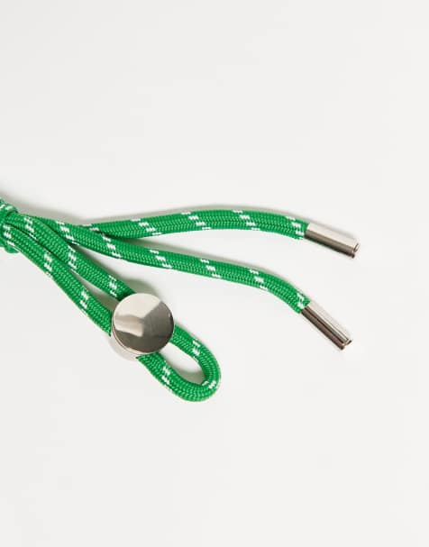 ASOS DESIGN knotted rope cord carabiner jeans clip bag charm in green - view 2