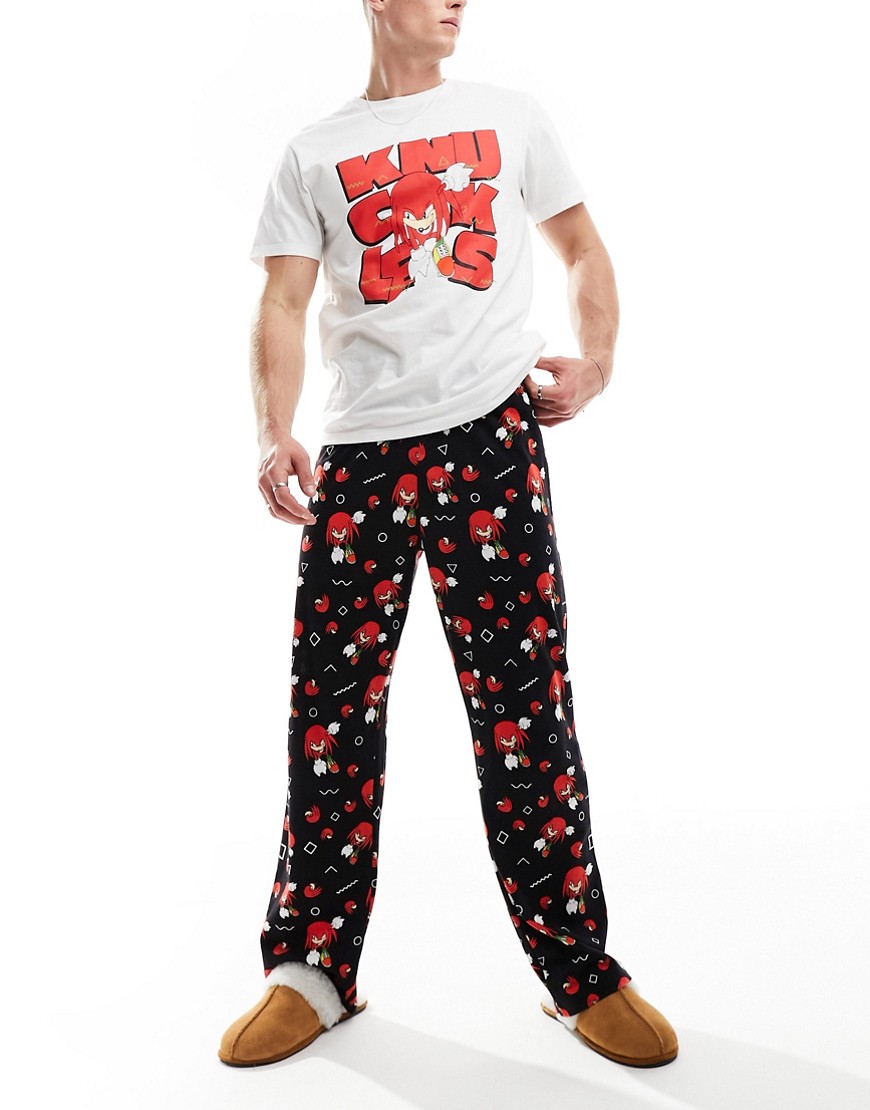 Knuckles print pajama set in ecru and black