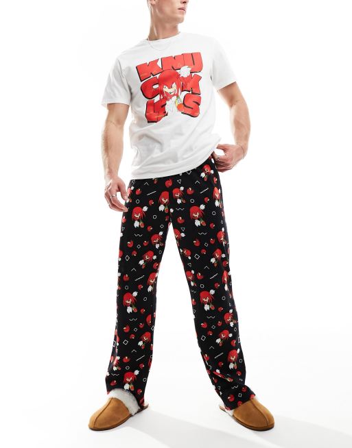 ASOS DESIGN Knuckles print pajama set in ecru and black