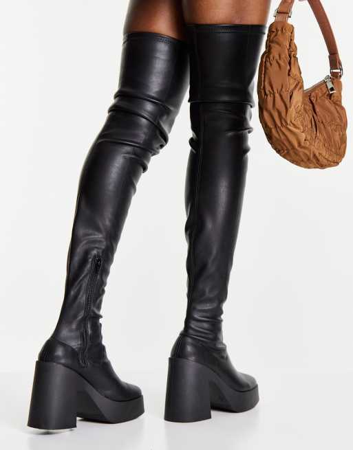 ASOS DESIGN Koala high-heeled over the knee boots in black