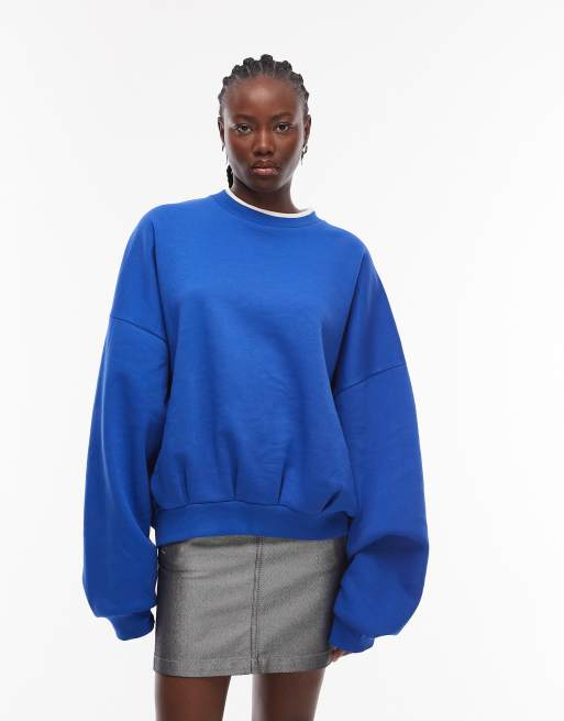 ASOS DESIGN – Kobaltowa dwuwarstwowa bluza o pudełkowym kroju oversize , 3 z 4