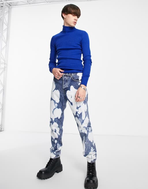 ASOS DESIGN – Koboltblå, ribbstickad tröja med polokrage i muscle fit, 4 av 4