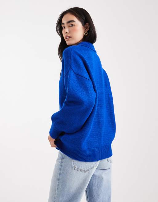 ASOS DESIGN - Koboltblå rugbyskjorte i kompakt strik, 4 af 4
