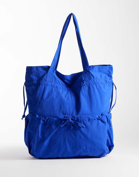 ASOS DESIGN – Koboltblå toteväska med rynkning och fack - view 1