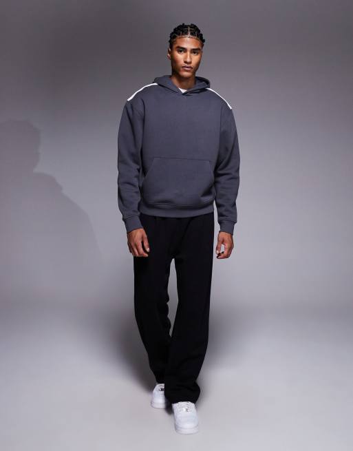 ASOS DESIGN - Koksgrå afslappet hættetrøje med sænkede skuldre og bånd, 2 af 5